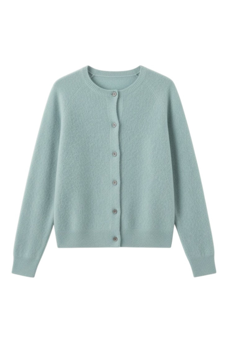 Cardigan con Bottoni e Scollo Rotondo in Lana Merino | Ideale per Uso Quotidiano in Mezza Stagione