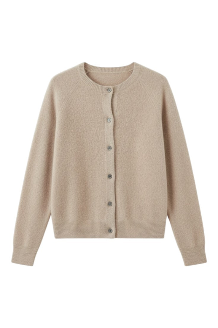Cardigan con Bottoni e Scollo Rotondo in Lana Merino | Ideale per Uso Quotidiano in Mezza Stagione