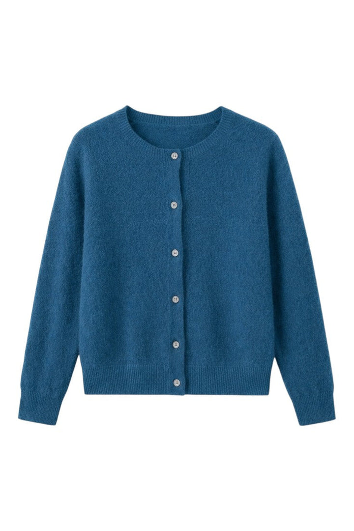 Cardigan con Bottoni e Scollo Rotondo in Lana Merino | Ideale per Uso Quotidiano in Mezza Stagione
