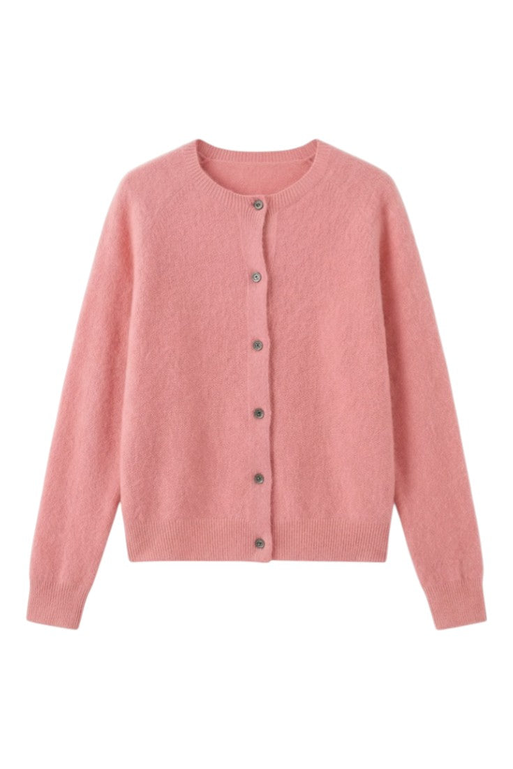 Cardigan con Bottoni e Scollo Rotondo in Lana Merino | Ideale per Uso Quotidiano in Mezza Stagione