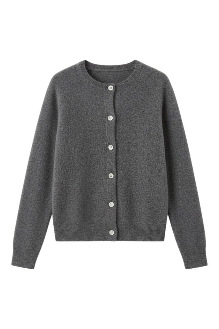 Cardigan con Bottoni e Scollo Rotondo in Lana Merino | Ideale per Uso Quotidiano in Mezza Stagione
