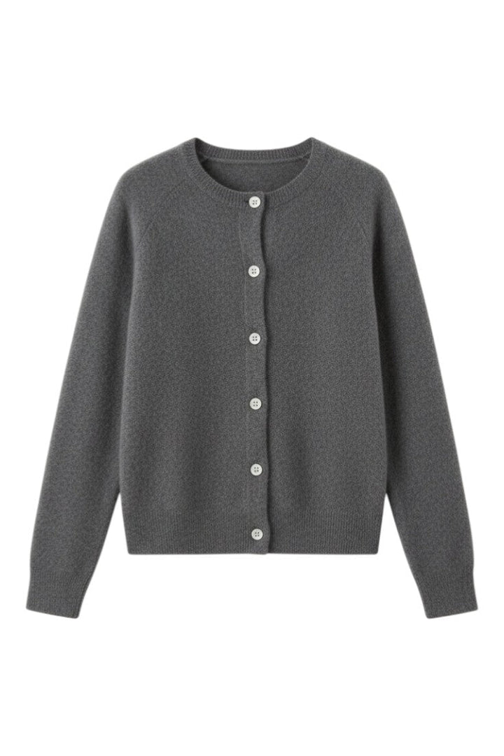 Cardigan con Bottoni e Scollo Rotondo in Lana Merino | Ideale per Uso Quotidiano in Mezza Stagione