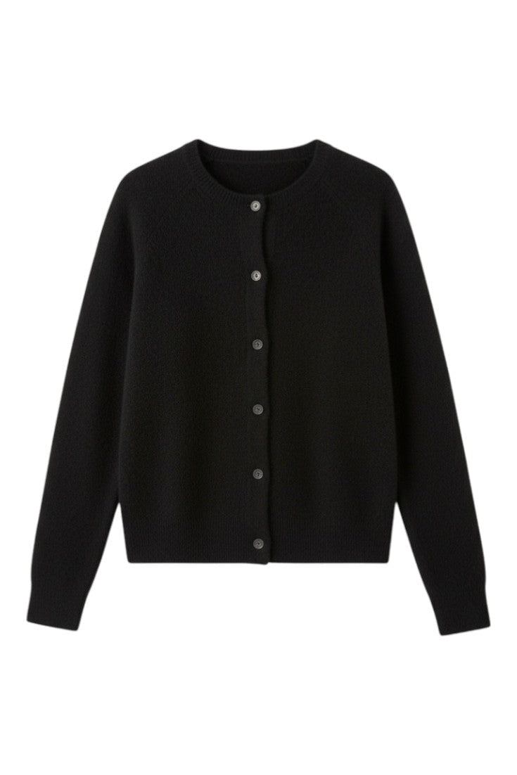 Cardigan con Bottoni e Scollo Rotondo in Lana Merino | Ideale per Uso Quotidiano in Mezza Stagione