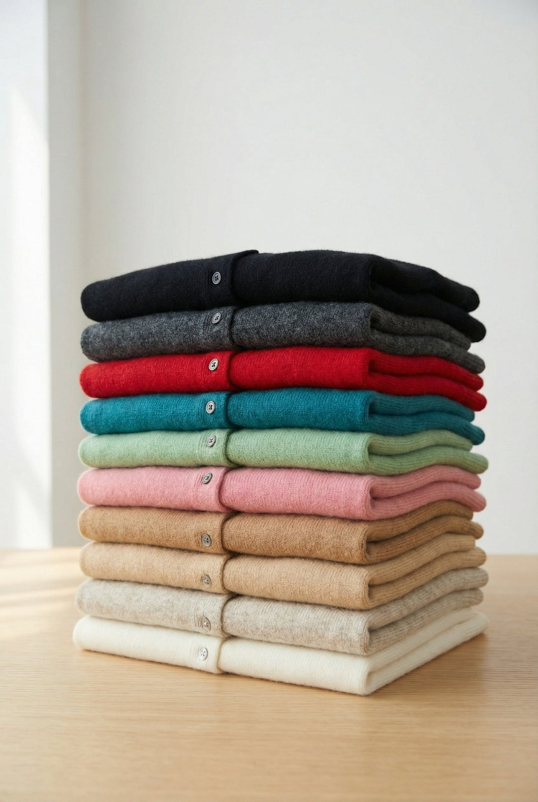 Cardigan con Bottoni e Scollo Rotondo in Lana Merino | Ideale per Uso Quotidiano in Mezza Stagione