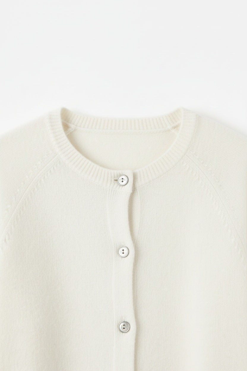 Cardigan con Bottoni e Scollo Rotondo in Lana Merino | Ideale per Uso Quotidiano in Mezza Stagione